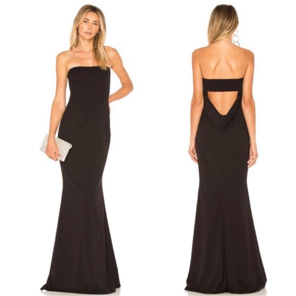NEW NWT Katie May Mary Kate Strapless Drape Back Gown Black
